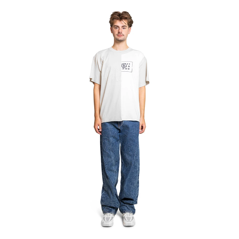 MM6 Maison Margiela Wit Logo T-Shirt Modern Ontwerp White Heren