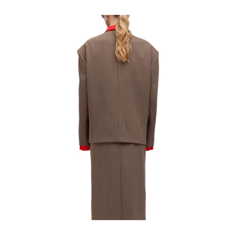 Weili Zheng Gestructureerde Houndstooth Blazer Beige Dames