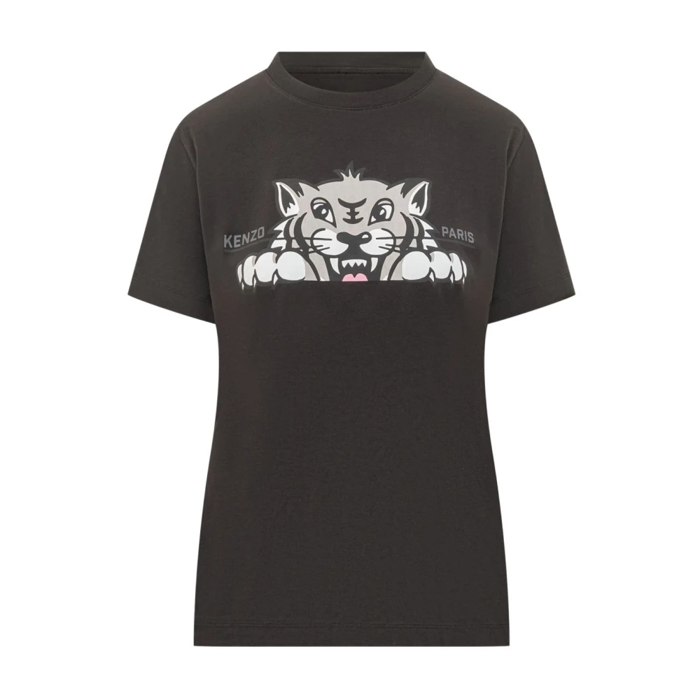 Kenzo Svart Happy Tiger T-Shirt