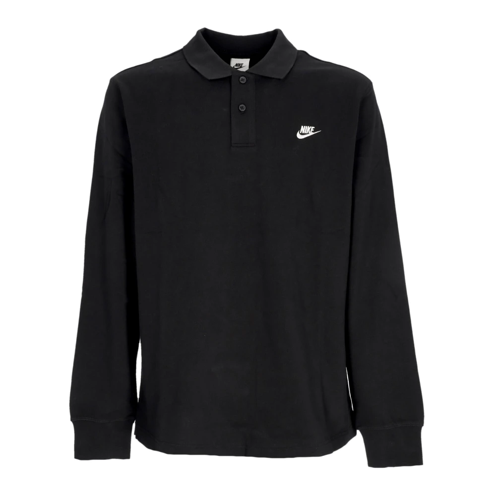 Nike Men's Black Long Sleeve Polo Club - Polo Shirts - L- Tops
