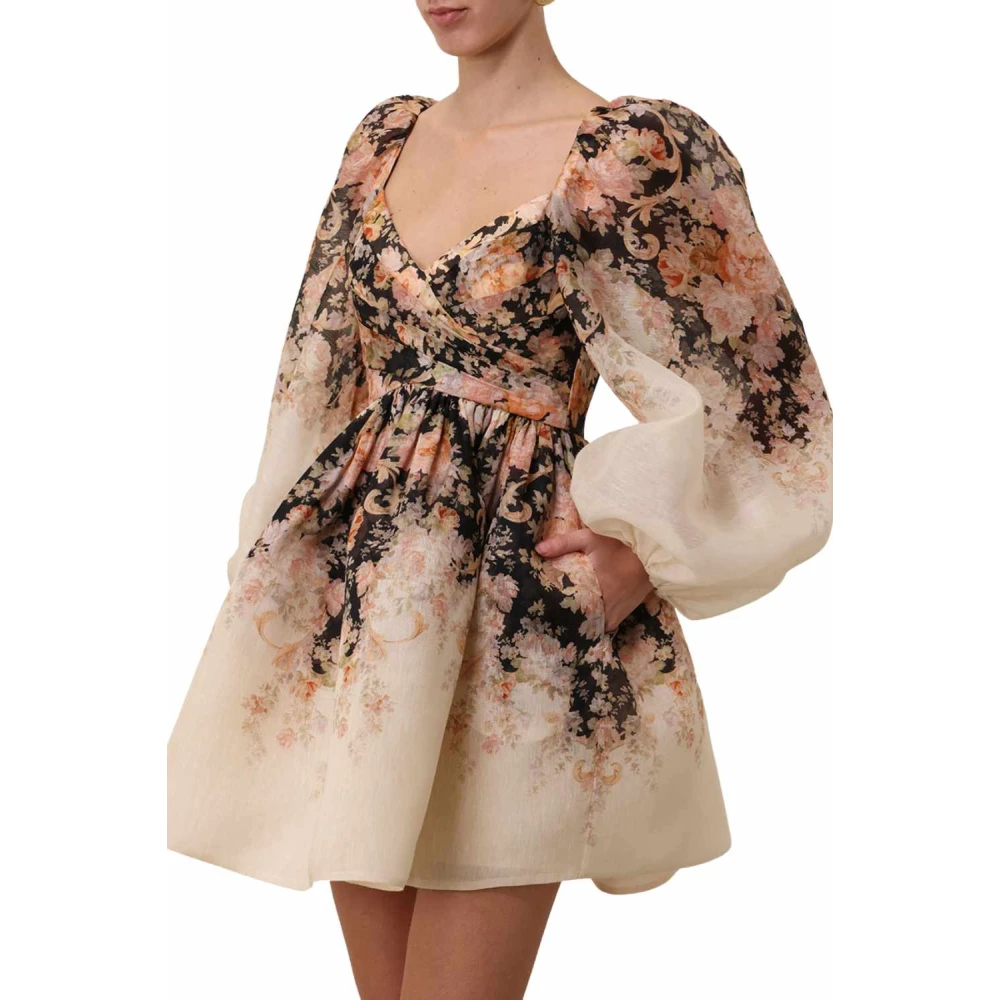 Zimmermann Bloemen Draped Mini Jurk Multicolor Dames