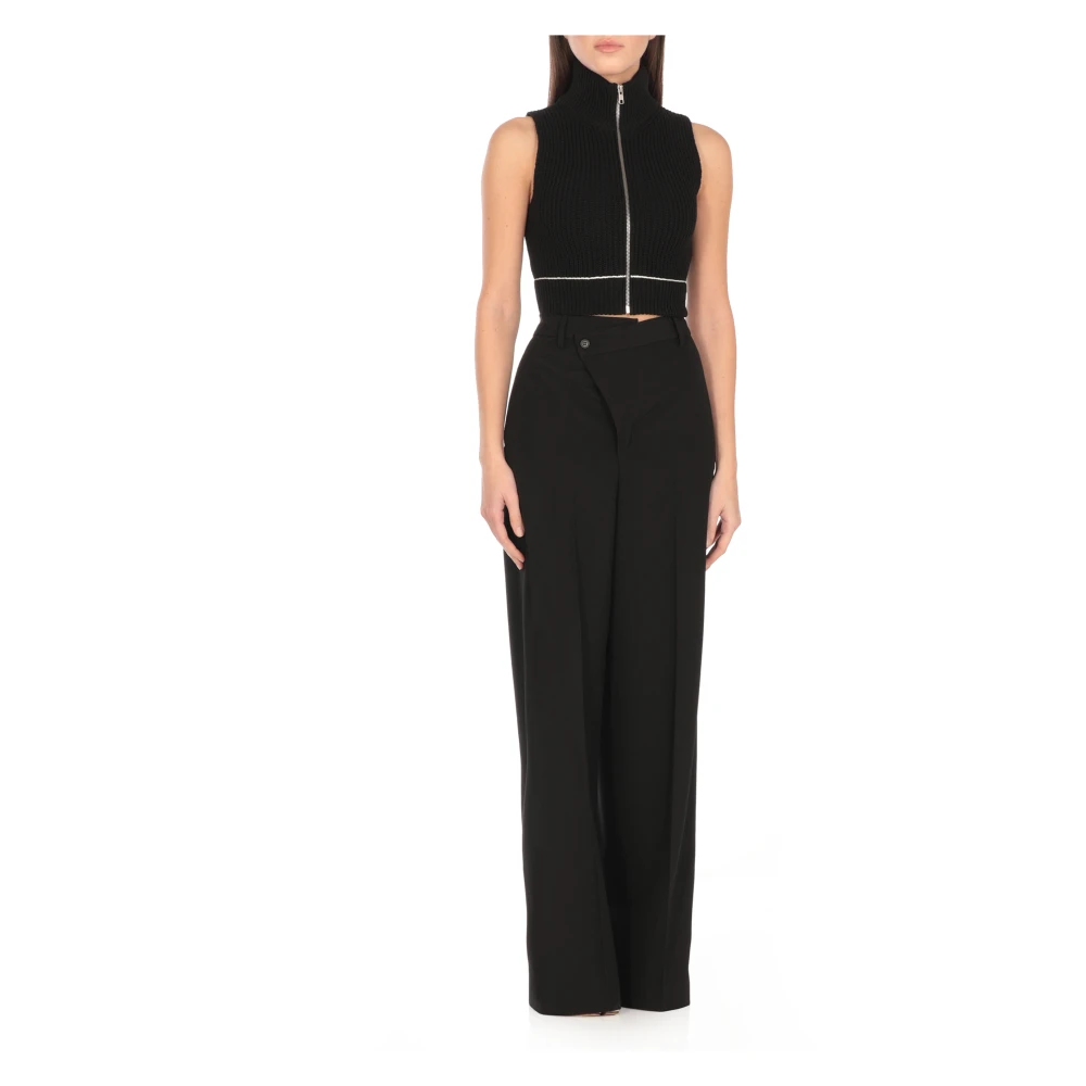 MM6 Maison Margiela Zwart Katoenen Gilet met Ritssluiting Black Dames