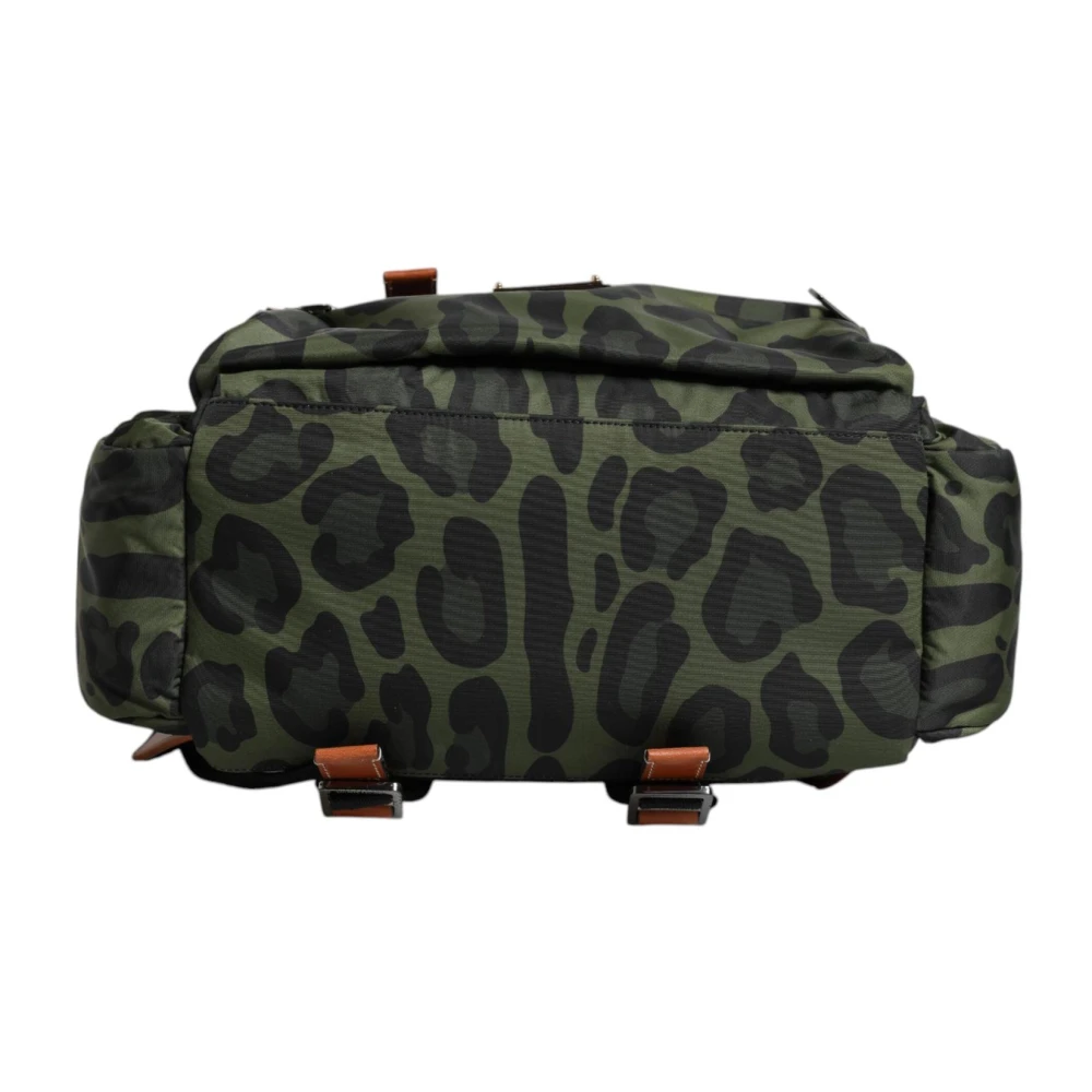 Dolce & Gabbana Luipaardprint Nylon Reisrugzak Green Heren