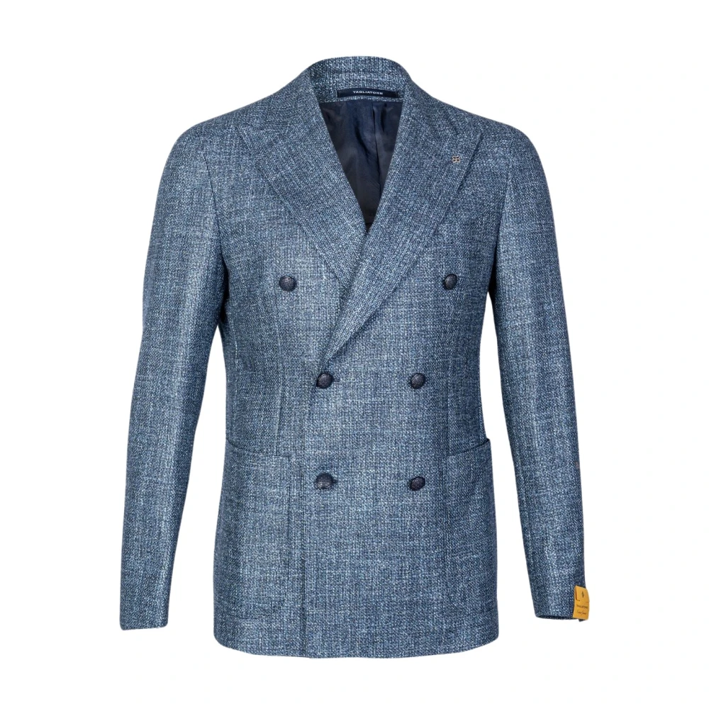 Tagliatore Heren dubbelbreasted jasje van wol zijde en linnen Blue Heren