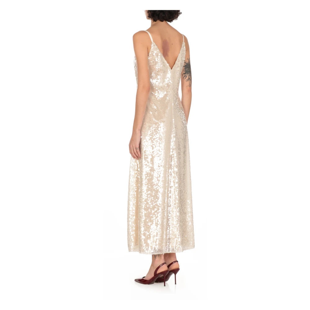 Philosophy di Lorenzo Serafini Ivoor Paillet V-Hals Jurk Beige Dames
