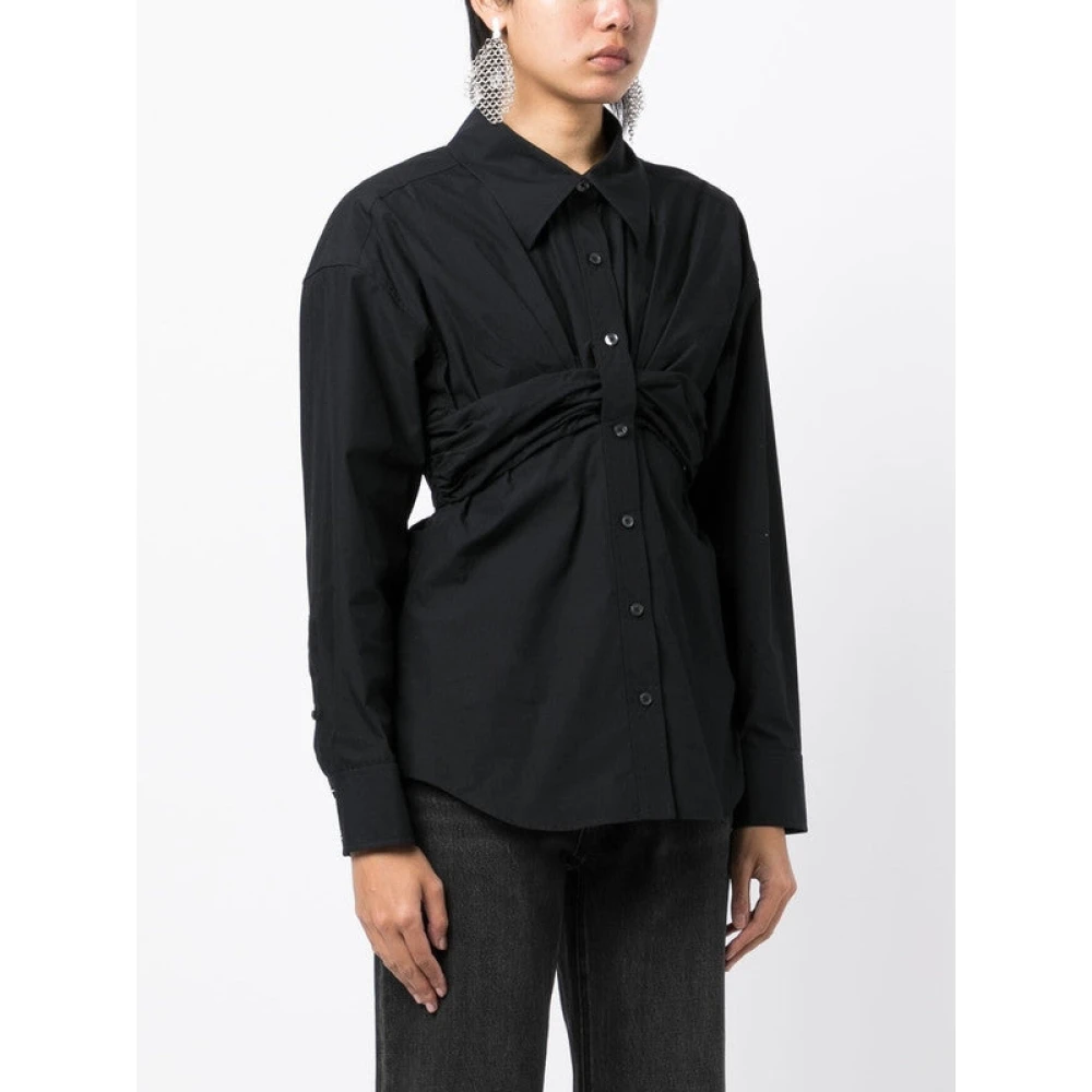 alexander wang Zwarte katoenen shirt met gerimpelde details Black Dames