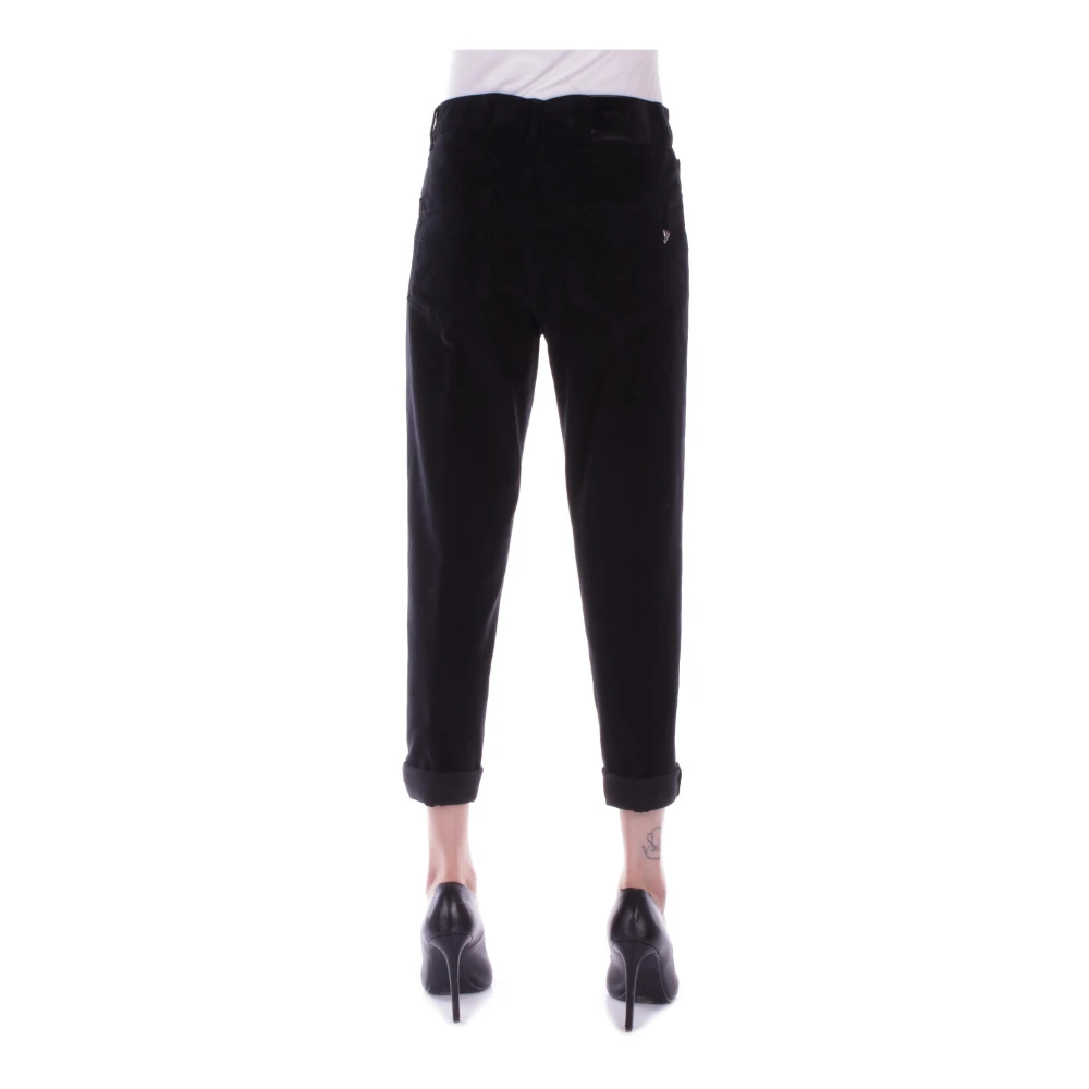 Dondup Zwarte broek met zijlogo Black Dames