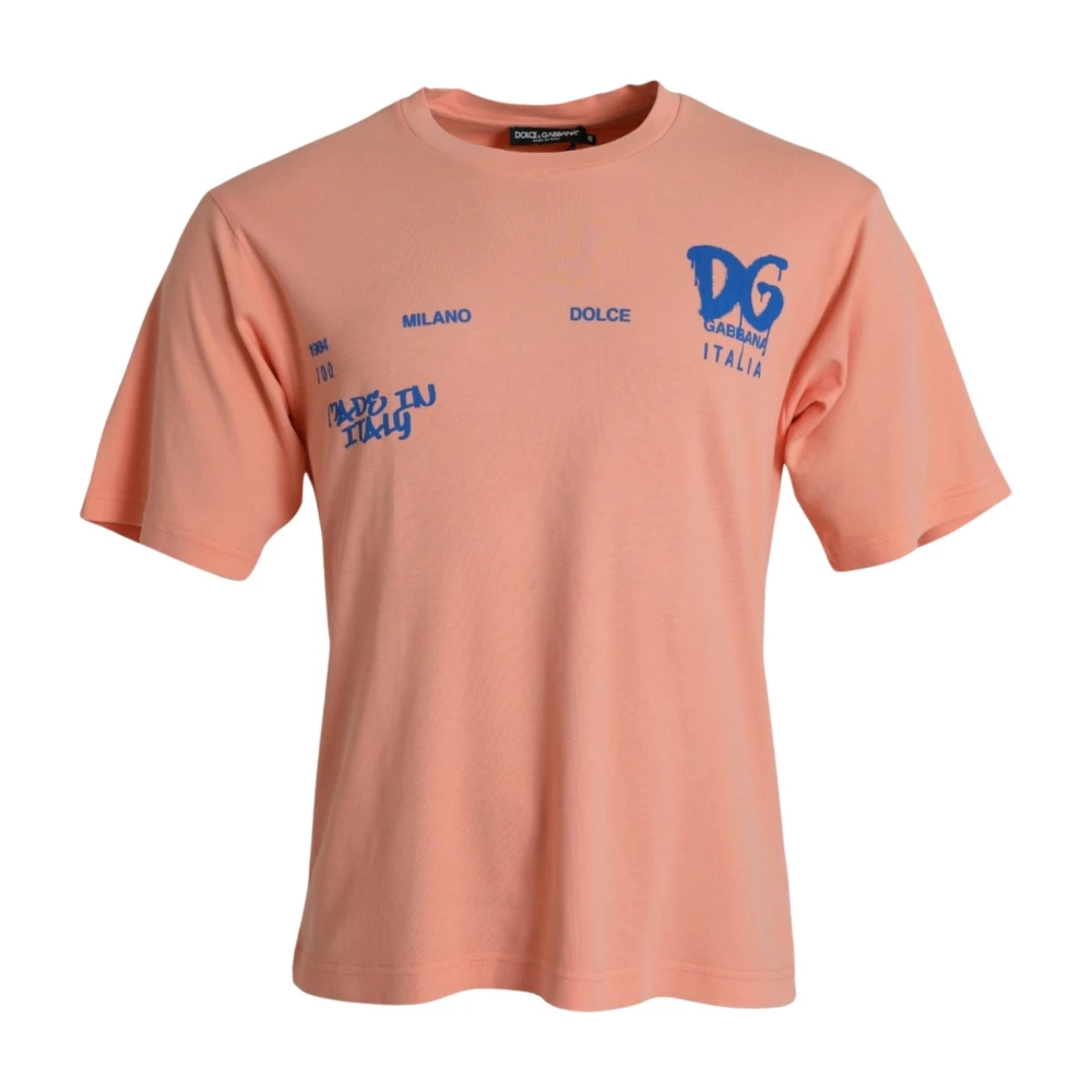 Dolce & Gabbana Koraal Logo Print T-shirt Orange Heren