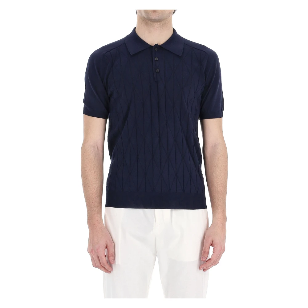 Roberto Collina Men's Blue Rombi Polo - Polo Shirts - L - Tops