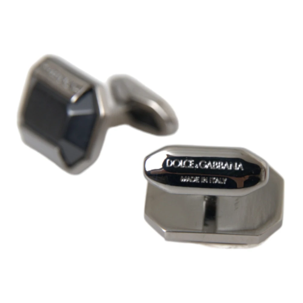 Dolce & Gabbana Kristallen Manchetknopen Zilver Zwart Black Heren