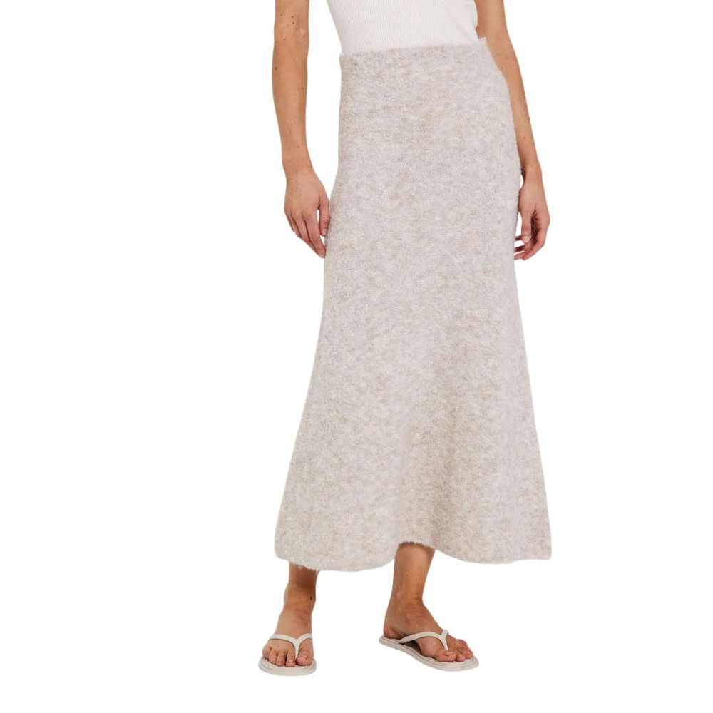 Norr A-Lijn Gebreide Maxi Rok Beige Dames