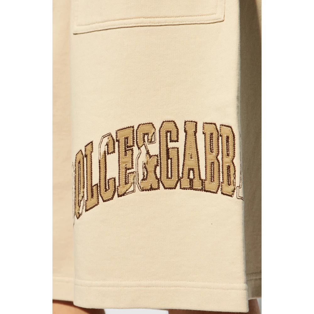 Dolce & Gabbana Shorts met logo Beige Heren