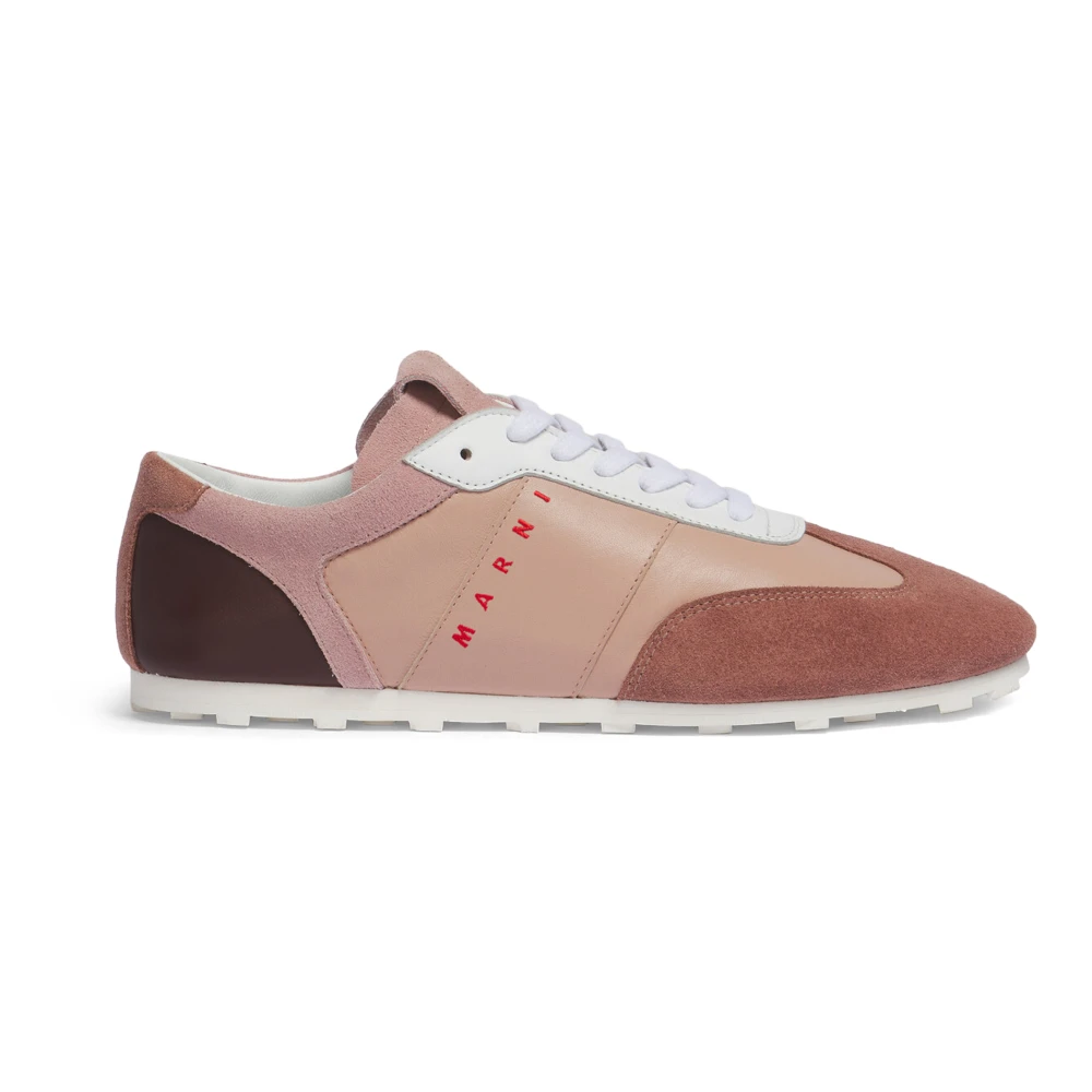 Marni Beige Softy Soccer Leather Sneakers - Woman Sneakers Eu - 36 - Immagine 3