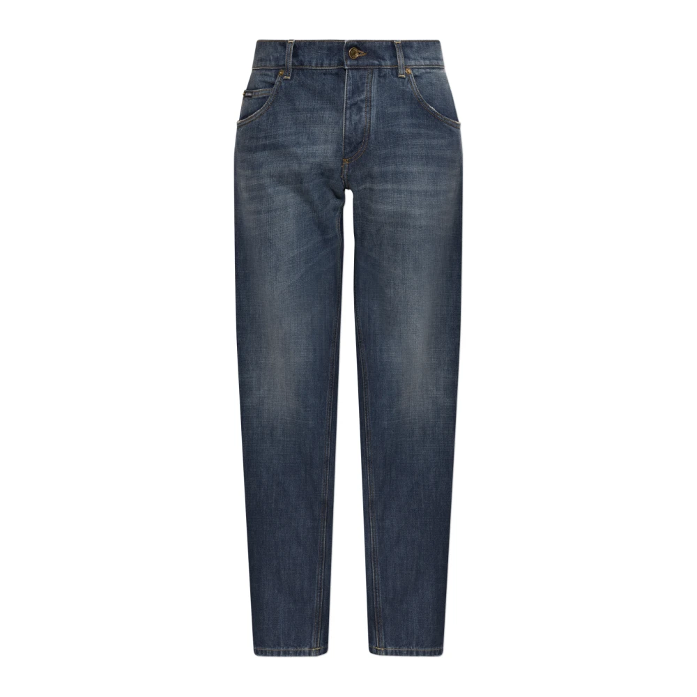 Dolce & Gabbana Regular Jeans - Male - Straight Fit Jeans - Blue - Xl - Jeans