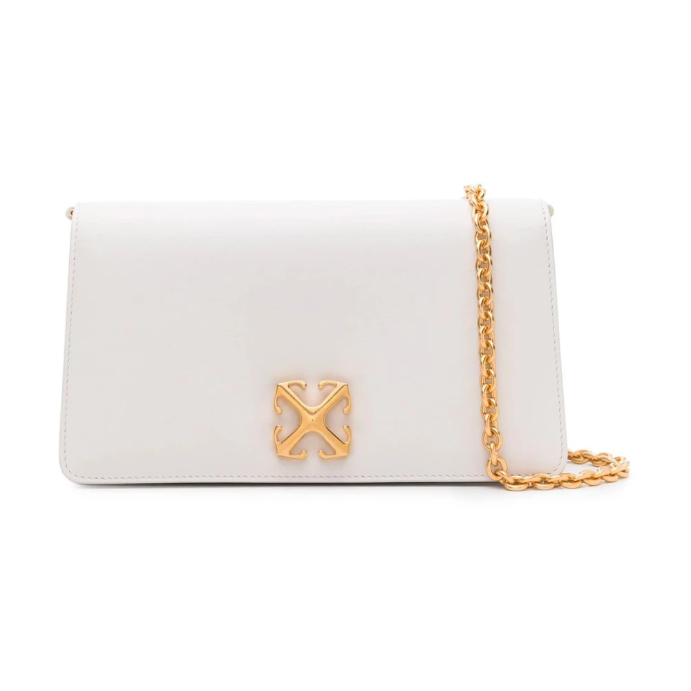 Off White Witte leren crossbody tas met metalen logo White Dames