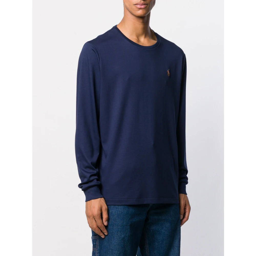 Polo Ralph Lauren Katoenen T-shirt met Lange Mouwen en Logo Blue Heren