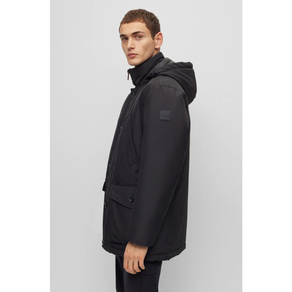 Hugo Boss Heren Oranje Parka met Relaxte Pasvorm Black Heren