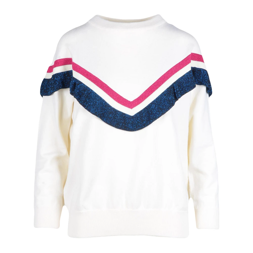 Ballantyne Donna Bianco Maglione Maniche Lunghe, Girocollo
