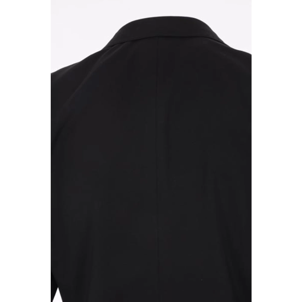Dolce & Gabbana Zwarte Stretch Wollen Jas met Revers en Knoopsluiting Black Heren