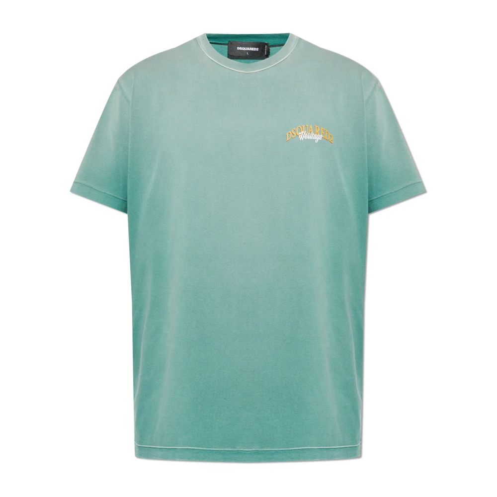 Dsquared2 Men's Green T-Shirt With Logo - T-Shirts - Xl - Tops