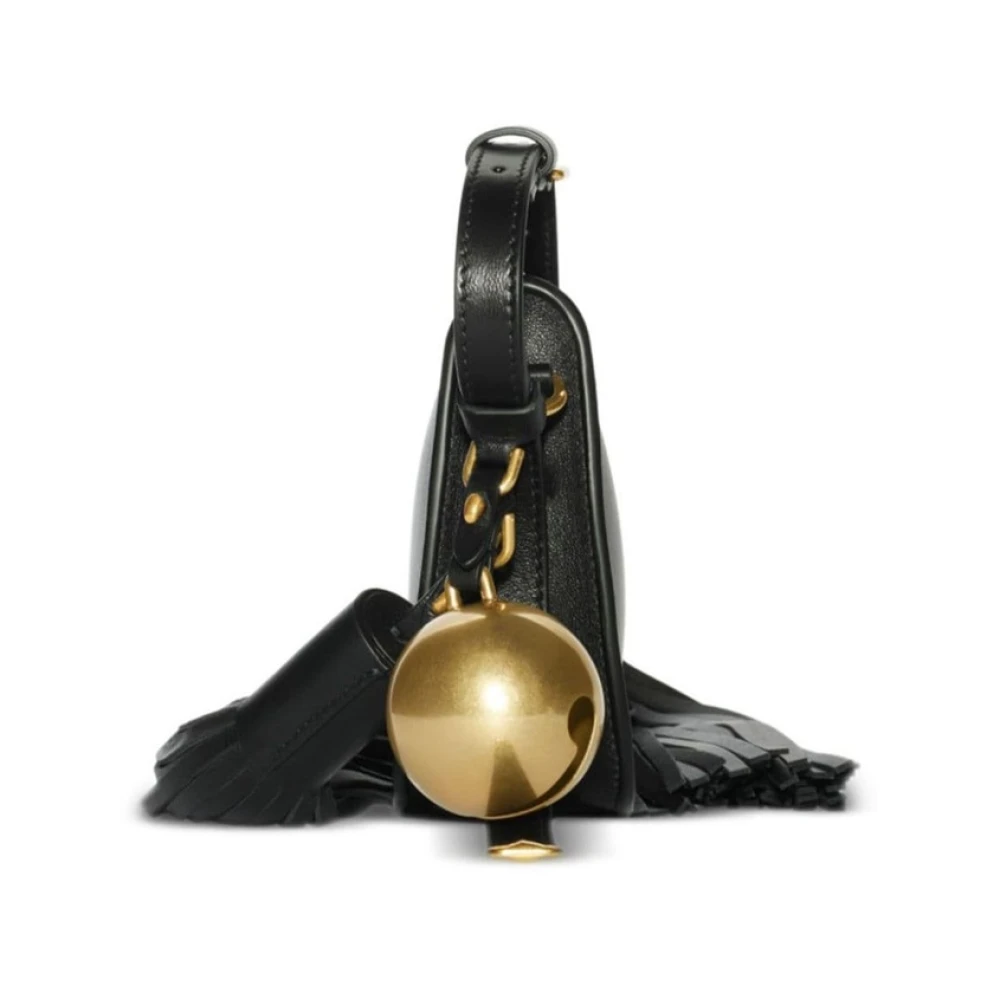 Burberry Zwarte Leren Schoudertas met Goudkleurige Hardware Black Dames
