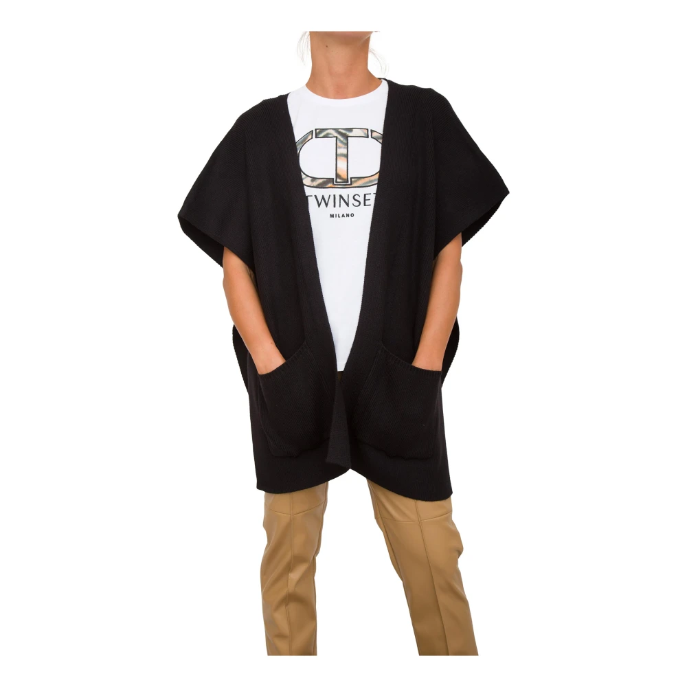 Twinset Zwarte Poncho Trui Black Dames