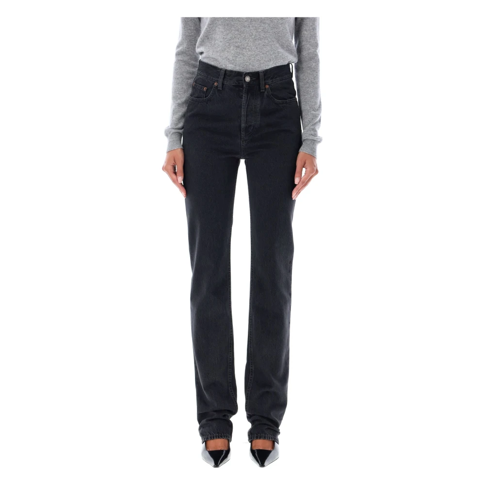 Saint Laurent High Waisted Slim Fit Zwarte Jeans Black Dames