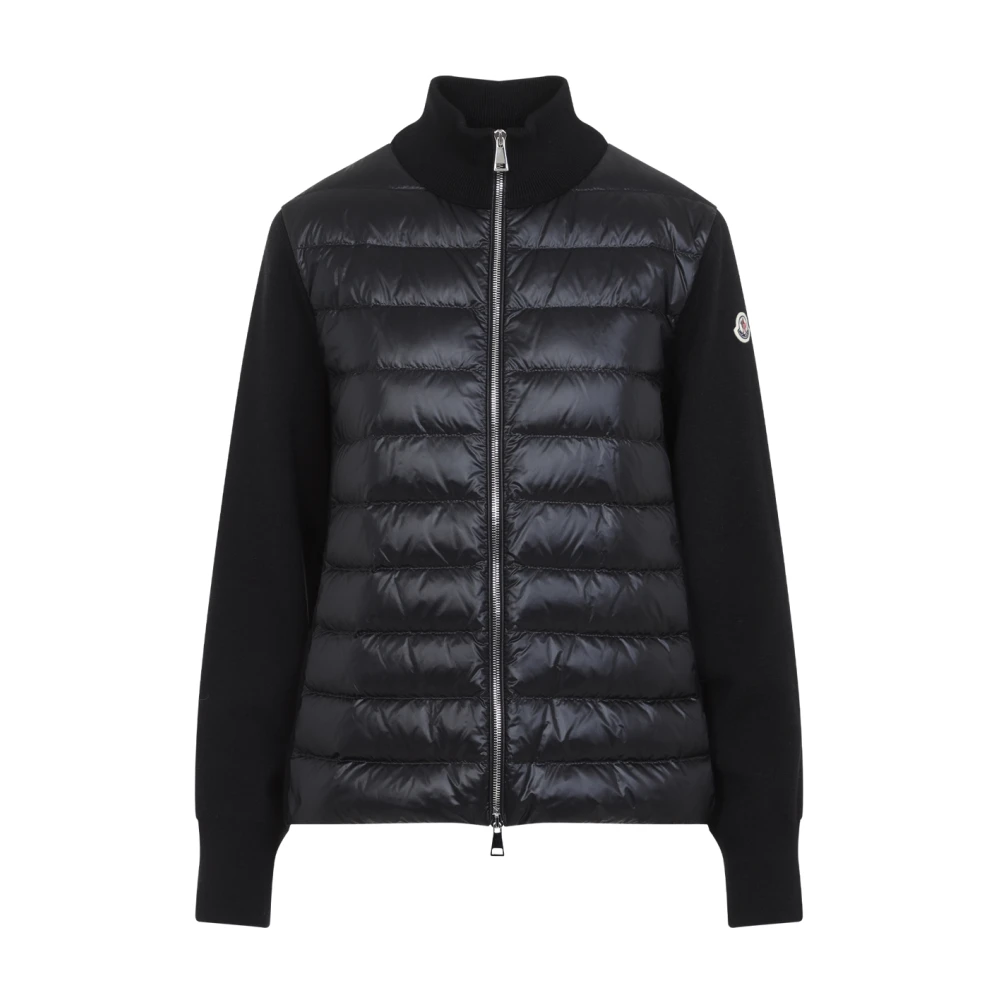 Moncler Black Down Jackets, Female, M, Tricot Cardigan