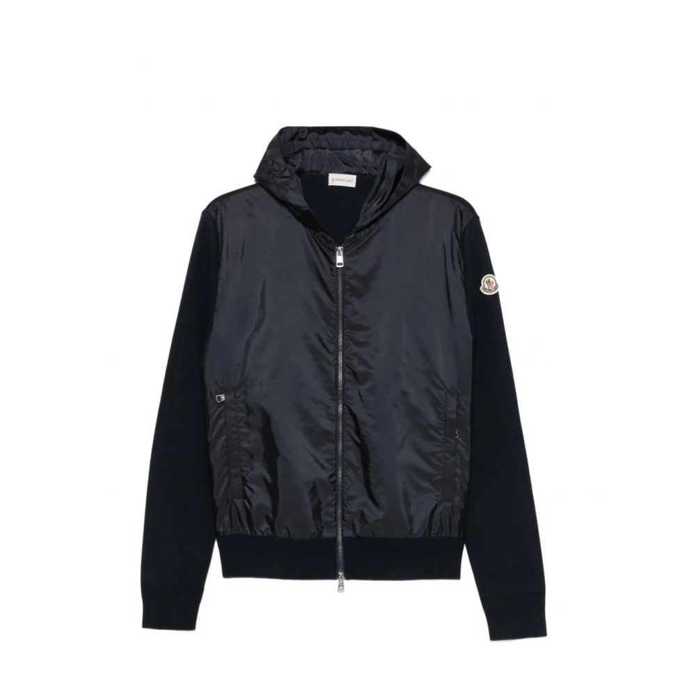 Moncler Hybrid Hooded Cardigan - Male - Bomber Jackets - Blue - Xl - Jackets