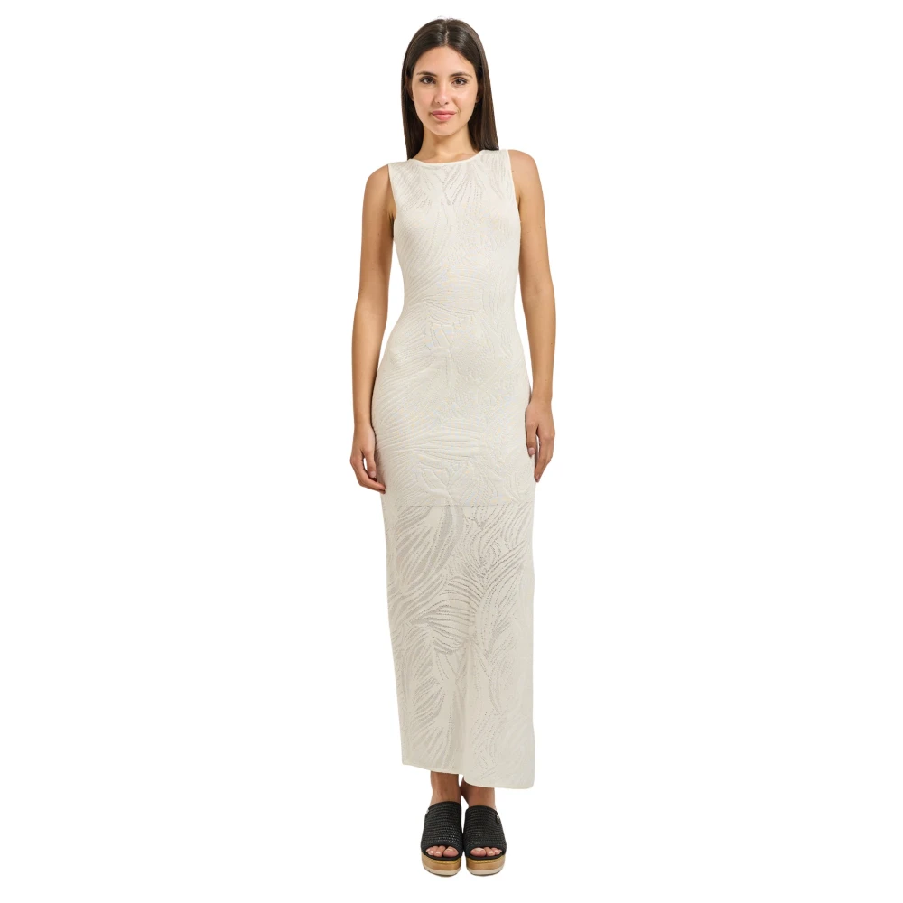 Guess Femme Blanc - Jacquard Long Dress - Robes - Taille: 40 Fr