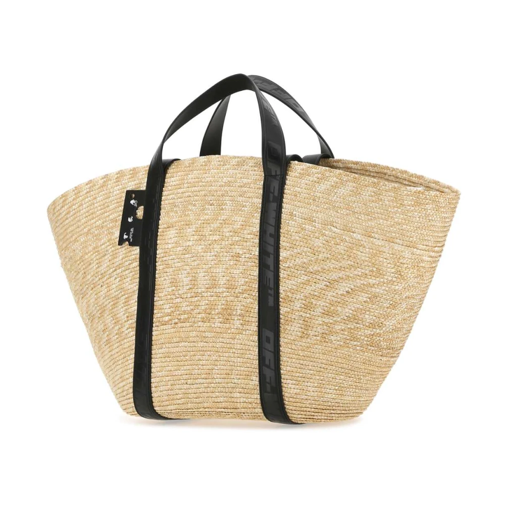 Off White Eco-Vriendelijke Straw Shopping Tas Beige Dames
