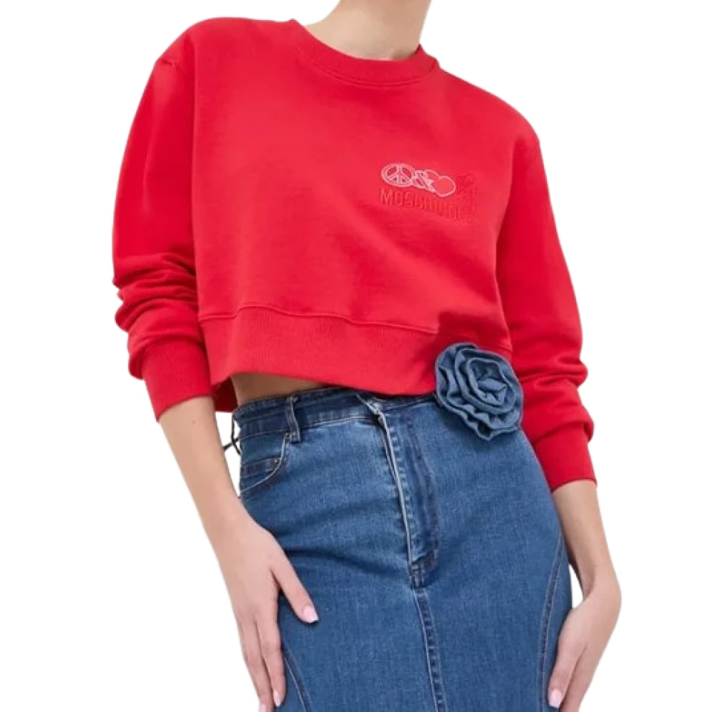 Moschino Rode Sweatshirt met Logo Applicatie Red Dames