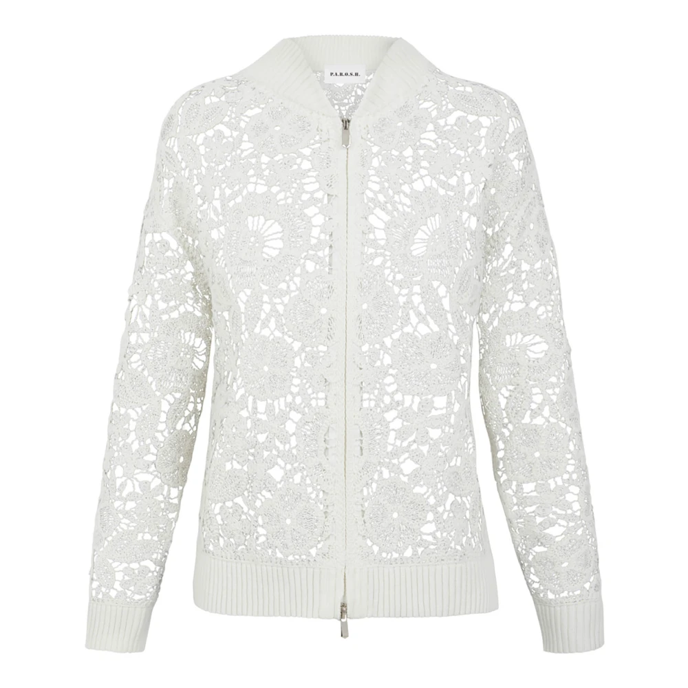 P.a.r.o.s.h. Witte Gehaakte Bloemenkant Bomberjack White Dames