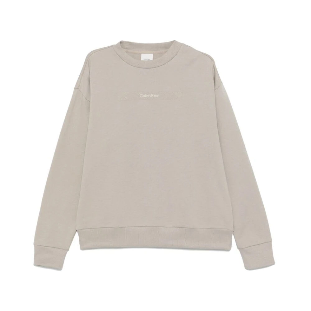 Calvin Klein Zandbruin Geborduurd Logo Sweatshirt Brown Heren