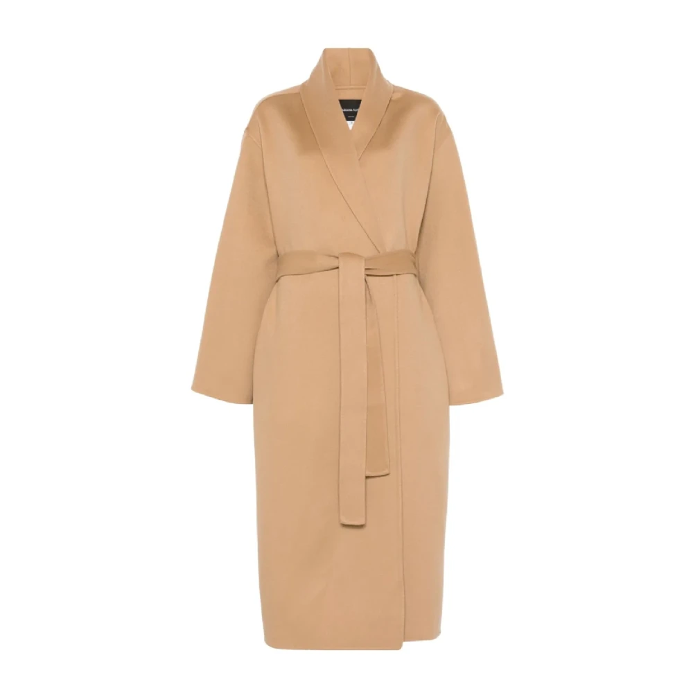Fabiana Filippi Brown Camel Wool Coat For Women - Female - Belted Coats - S - Coats