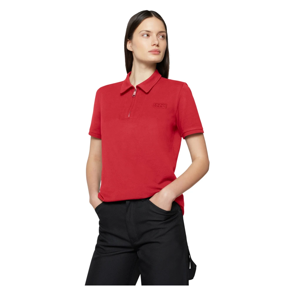 Add Stijlvolle Polo Piquet Shirt met Rits Red Dames