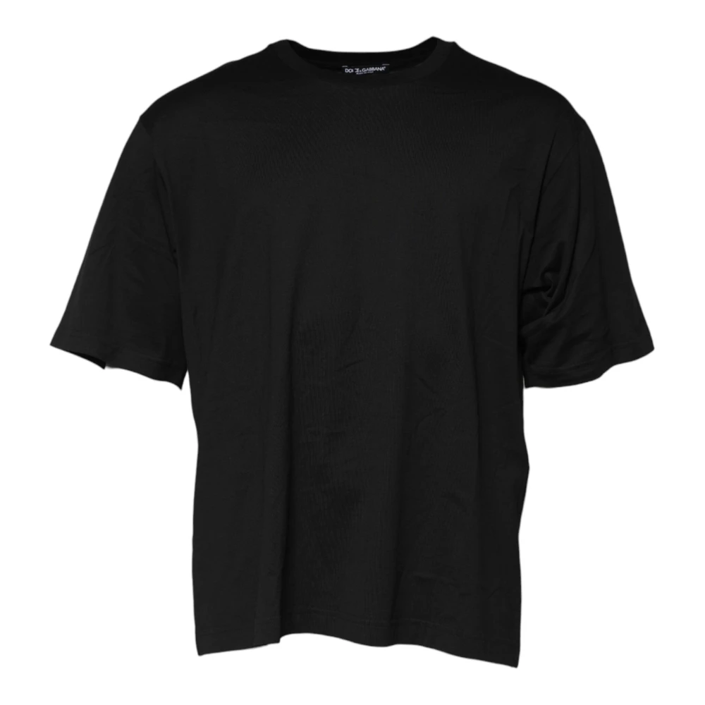 Dolce & Gabbana Homme Noir Tops, Taille: L Crew Neck T-Shirt