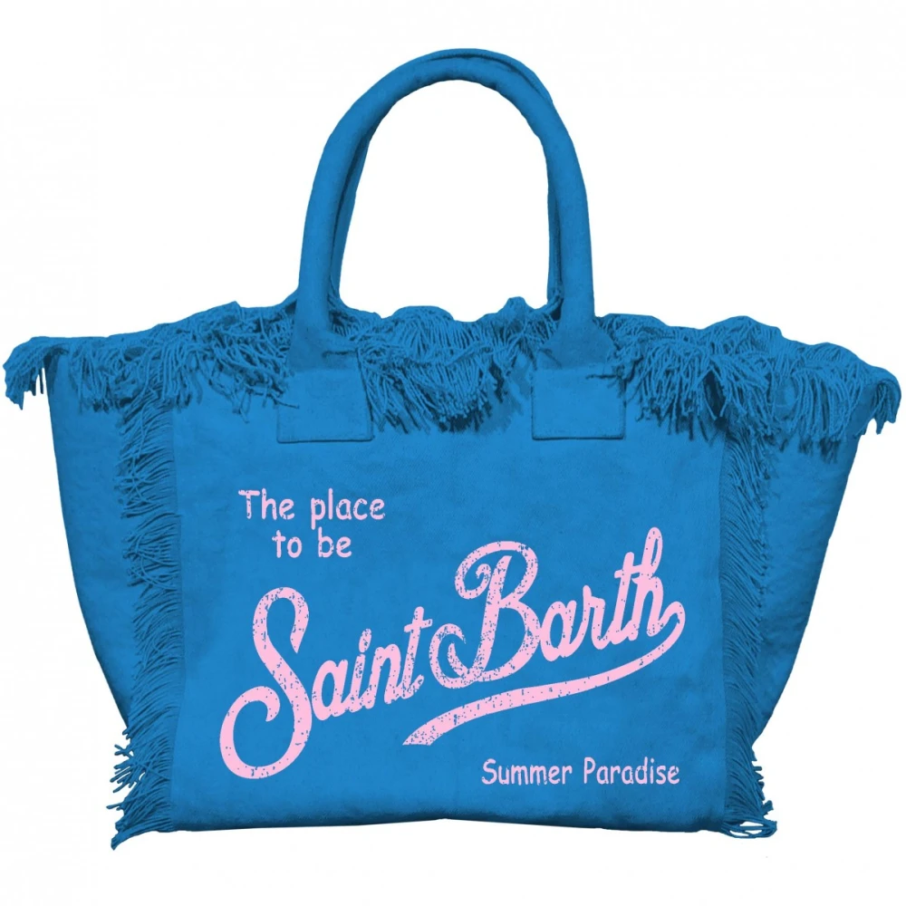 MC2 Saint Barth Blauwe Vanity Tote met Franjes Blue Dames
