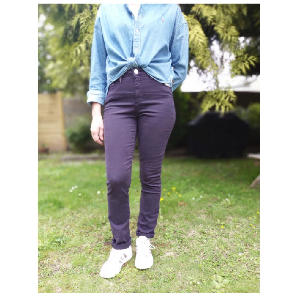 Islow Malo Slim Hoge Taille Katoenen Broek Purple Dames