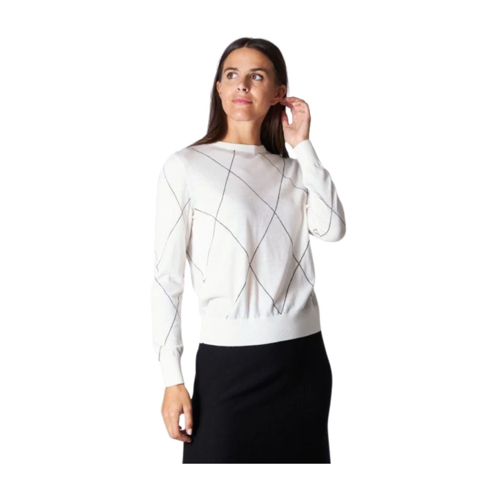 Liviana Conti Witte Trui met Diamantpatroon White Dames