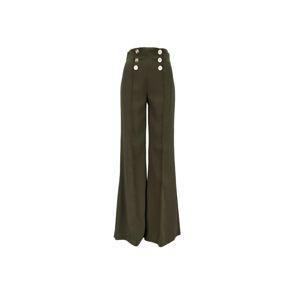 Elisabetta Franchi Wijde Pijp Rits Haak Broek Green Dames