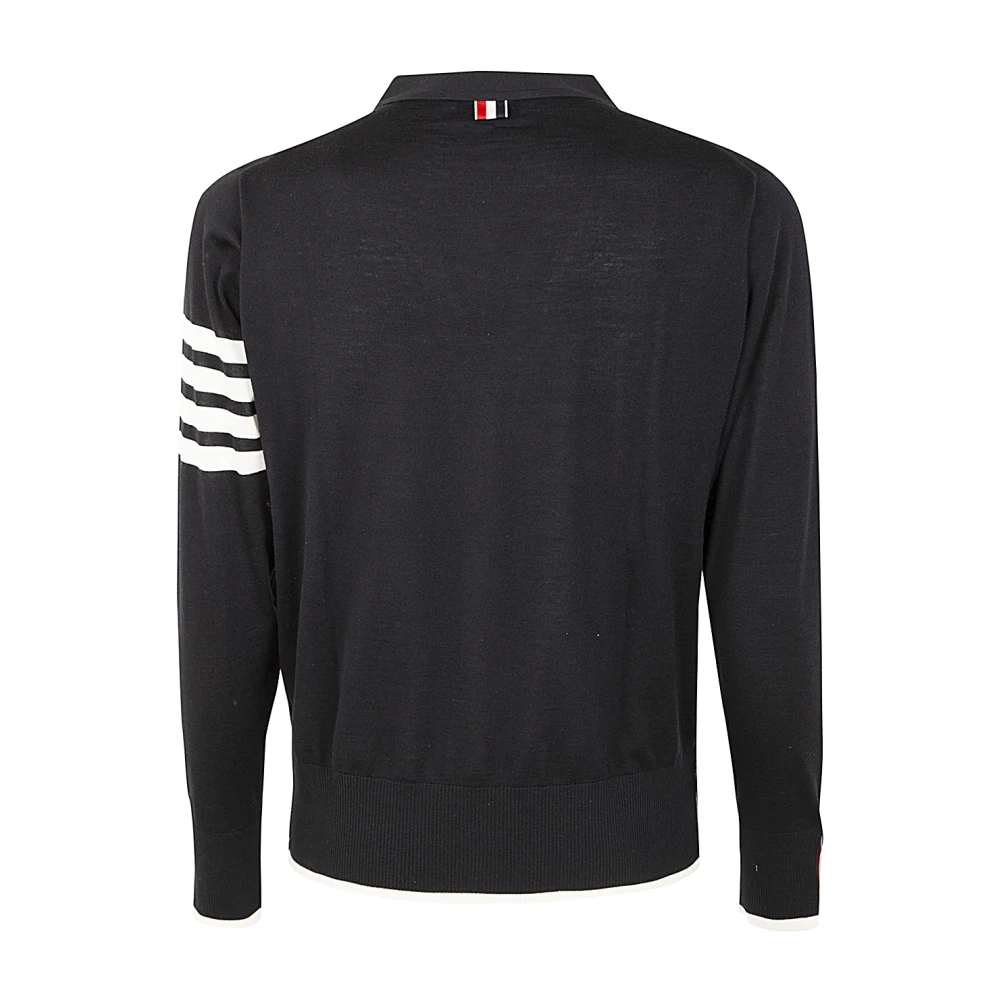 Thom Browne Merino Wol V-Hals Vest met Strepen Black Heren