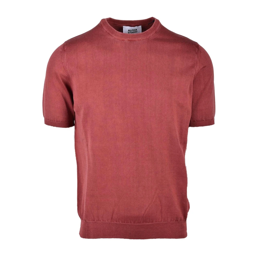 Alpha Studio Round-neck Knitwear Brown Heren