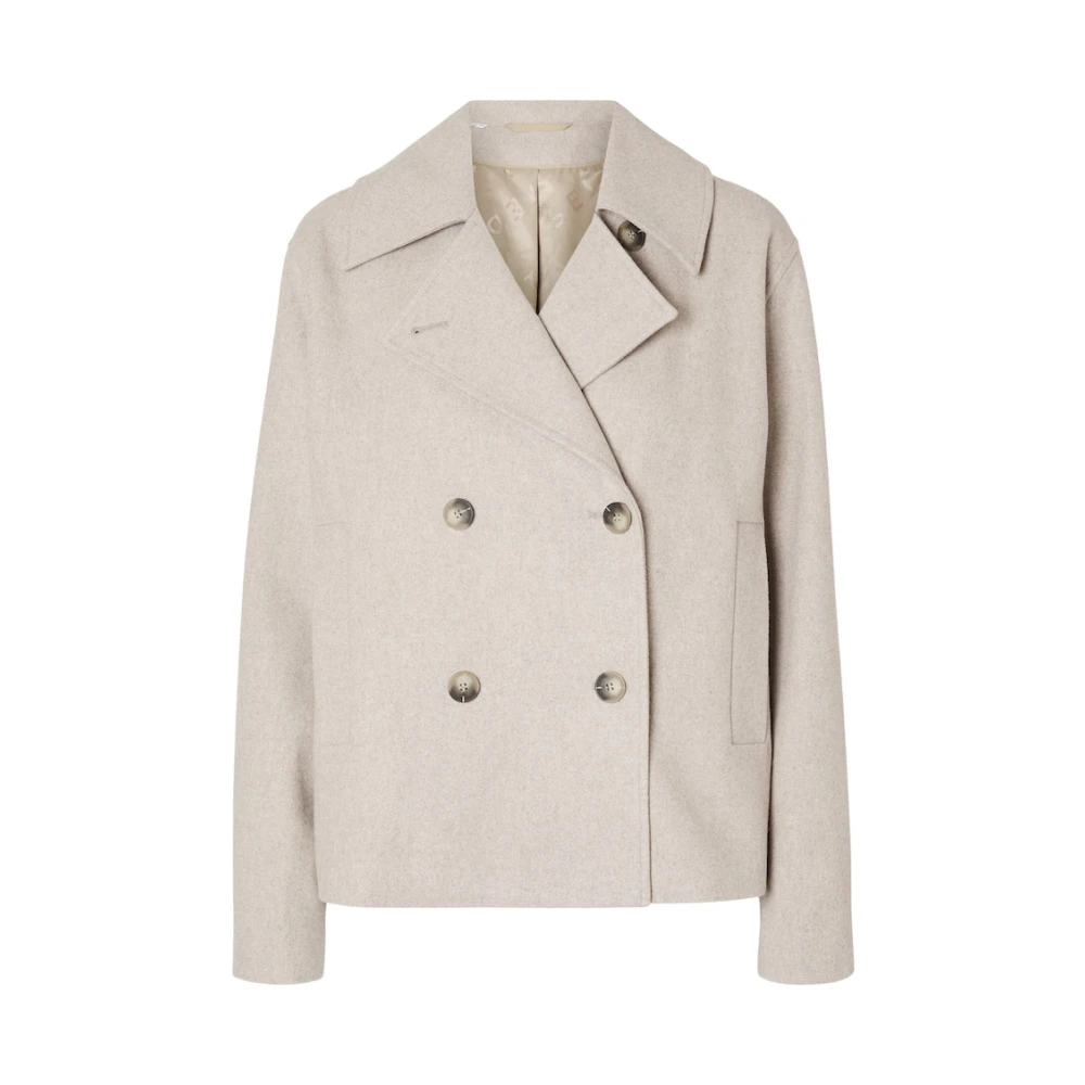 Selected Femme Alma Kort Wollen Jas Beige Dames
