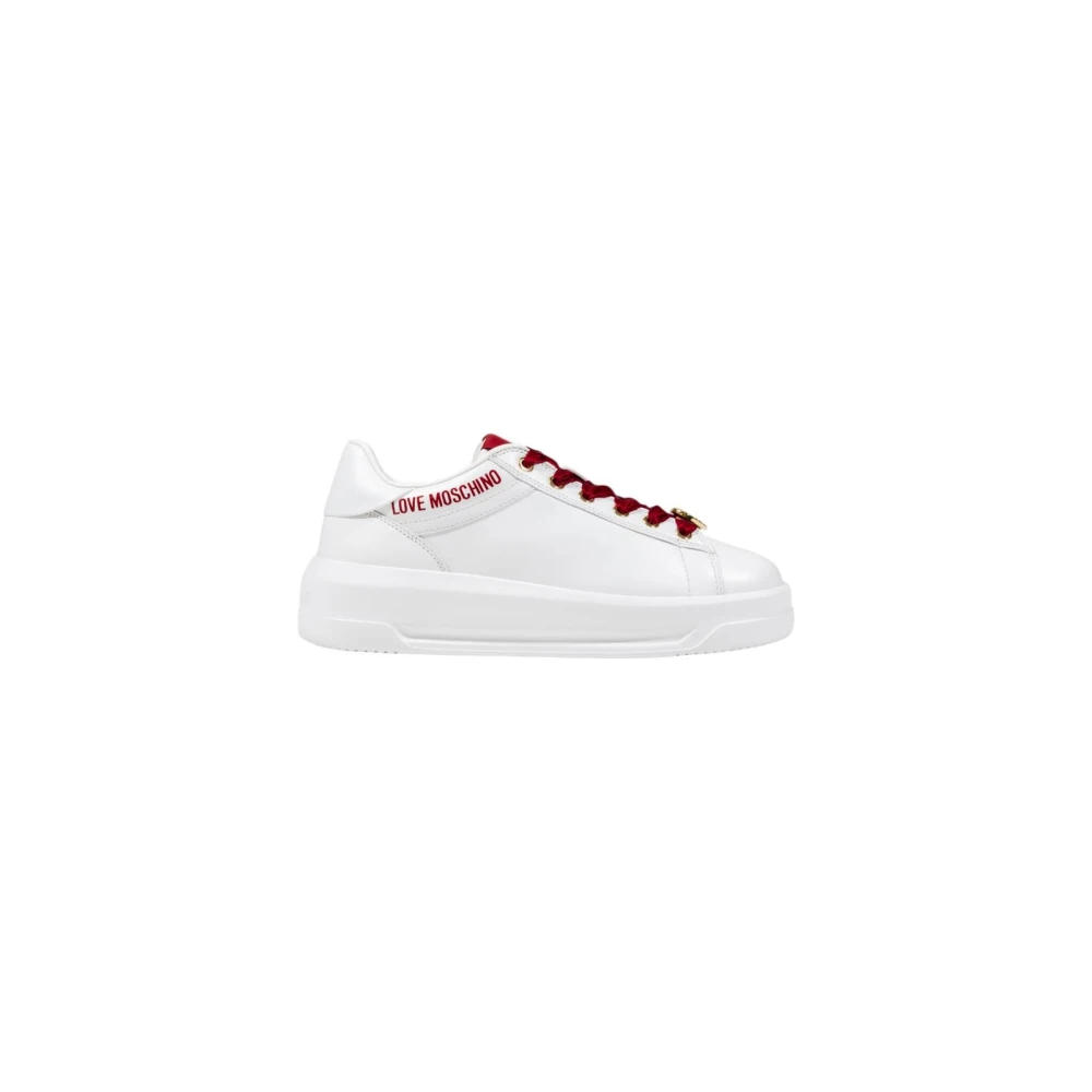 Love Moschino Women's White Lace-Up Trainers For
