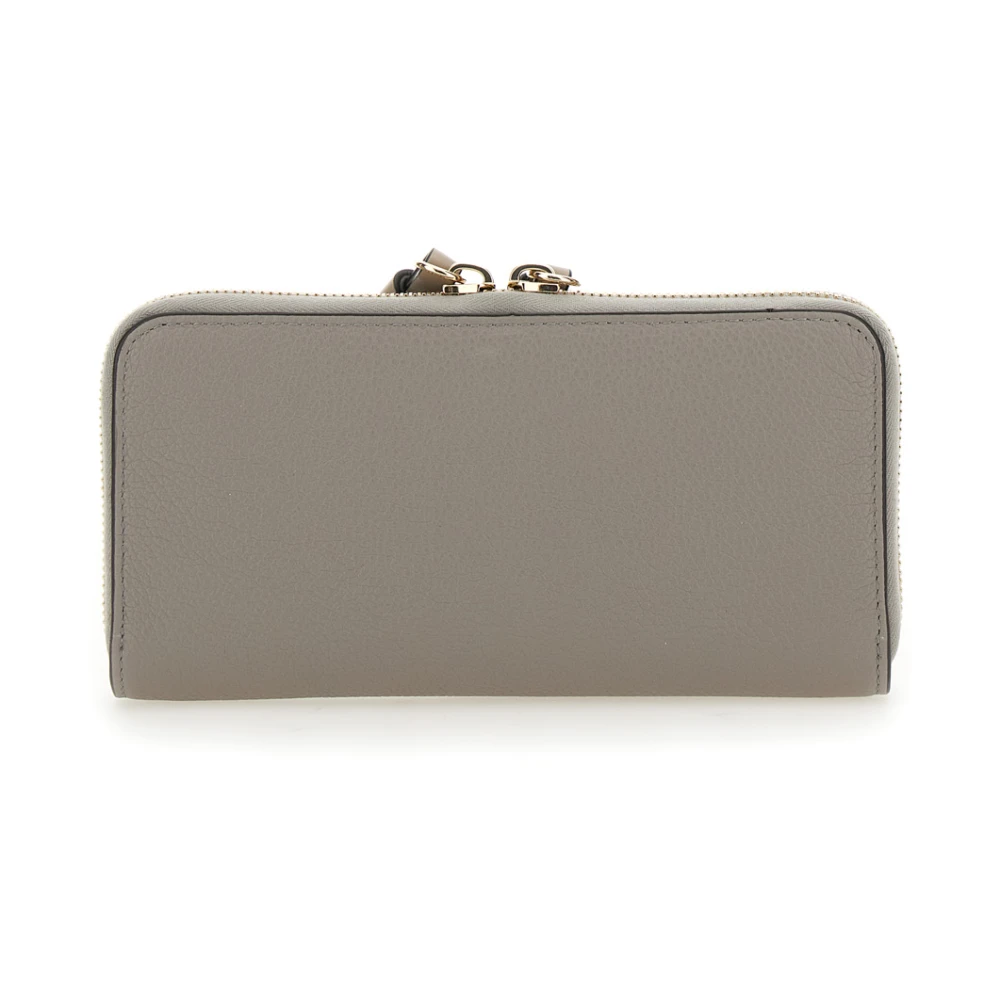 Chloé Grijze Alfabet Logo Charme Leren Portemonnee Gray Dames