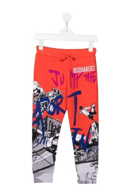pantalon-de-survetement-en-coton-orange-avec-graphiques
