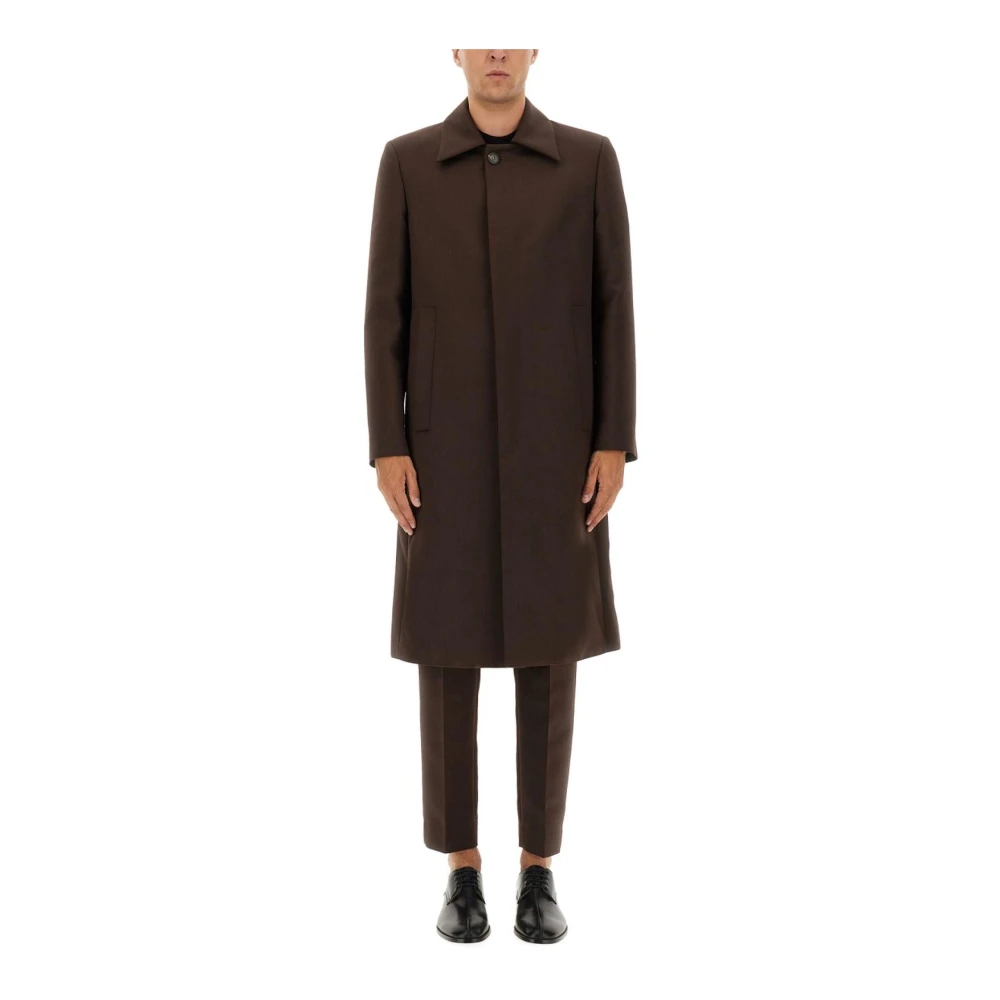 Mm6 Maison Margiela Homme Marron Manteaux, Brun, Taille: Xl Manteau Croisé En Laine Mélangée