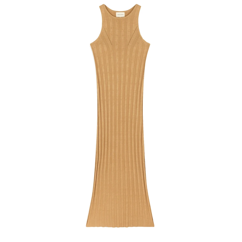 Loulou Studio Women's Beige Midi Dresses, S, Summer Sleeveless Linen Silk Dress