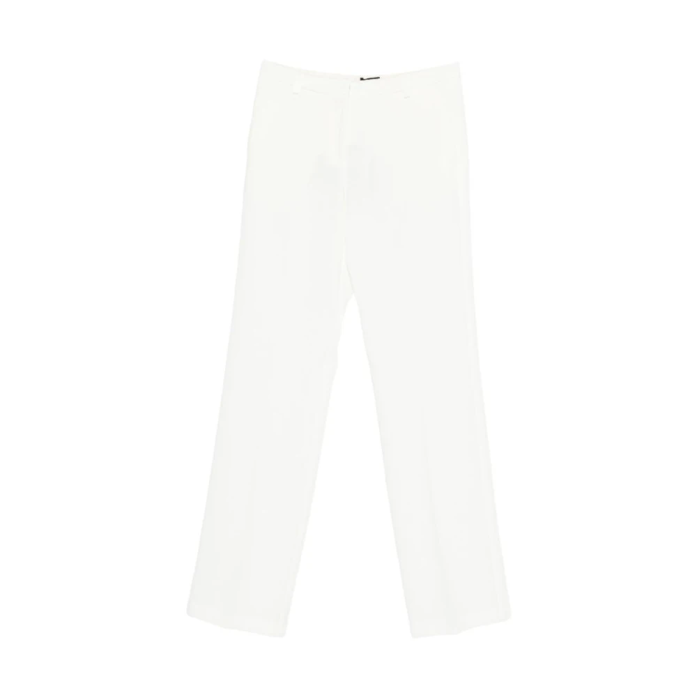 Pinko Kvinno Vit Byxor Dam, 2XS, Polyester, Byxor I Canvas Med Pressveck